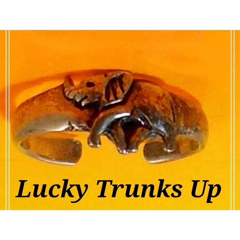 Vintage Sterling Silver Lucky Sexy Fun Elephant Toe Ring Boho Beach Foot Jewelry